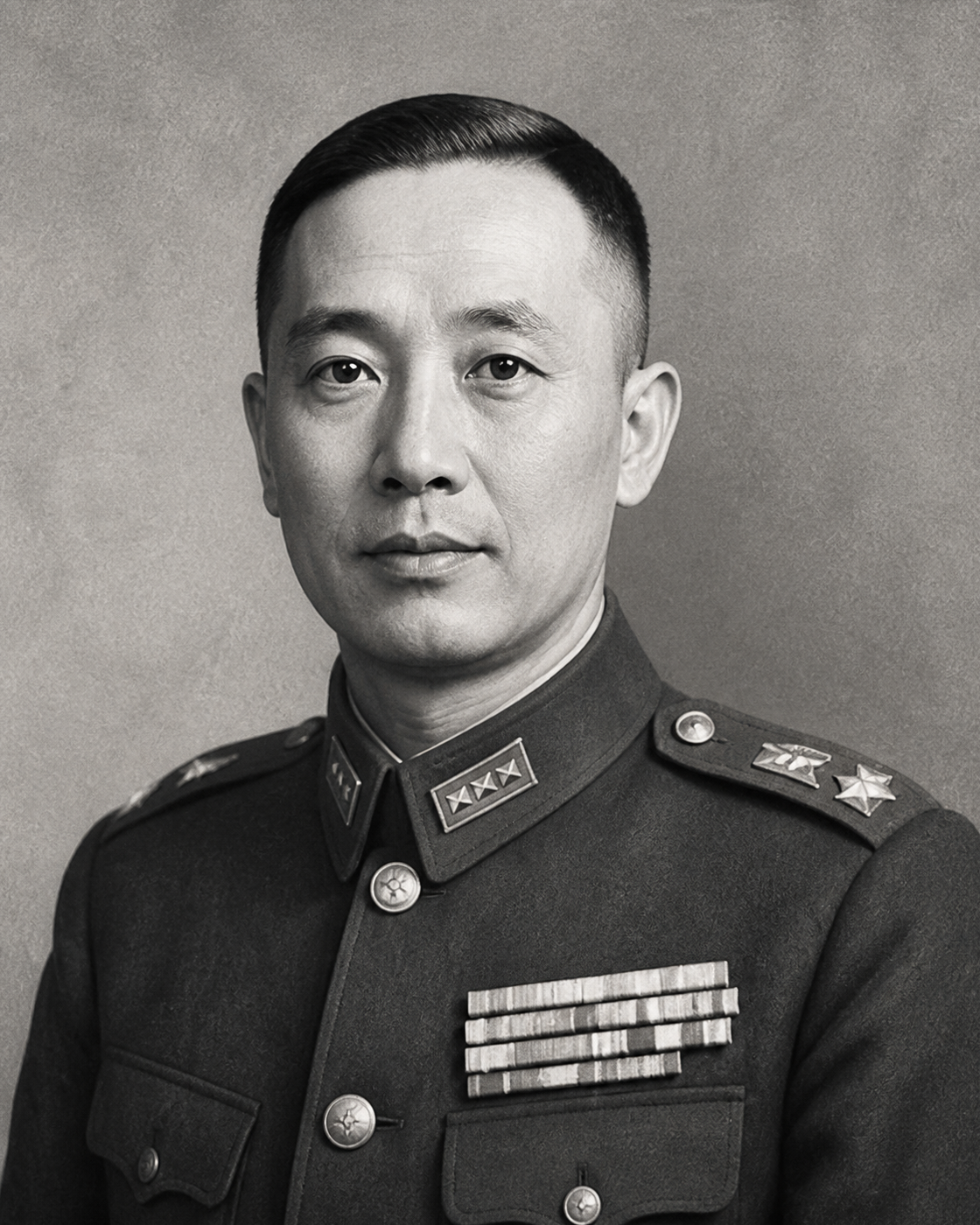杜聿明黑白档案风格设计肖像